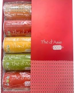 Khla - Set Regalo 5 Tè Asiatici Biologici - Angkor, Chaï, Earl Grey, Senteurs du soir et Detox - Tè Naturale in Foglie Sfuzo - Tè Verde, Nero e Bianco - Confezione per Donna e Uomo - Tisane, Tea