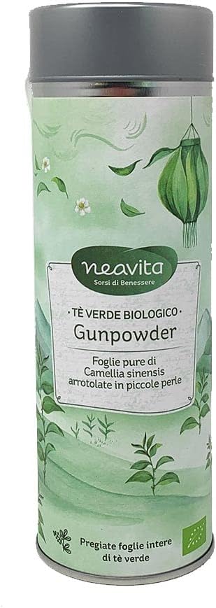 Neavita Silver Tin - Gunpowder Tè Verde Biologico, 100g