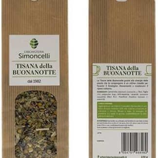 Tisana della Buonanotte 100 grammi - Erboristeria Simoncelli - Infuso Naturale con Camomilla, Lavanda, Tiglio e Passiflora per un Sonno Rilassante