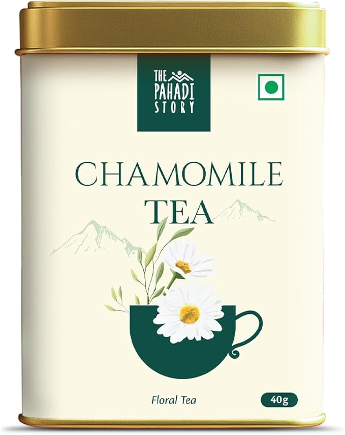 The Pahadi Story Chamomile Tea 100% Natural Chamomile Flower Tea for Sleep Aid, Stress Relief - Soothing Calming Flower Tea 40gm