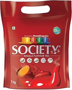 Society Tea Masala Chai | Confezione da 1 kg | 1 pezzo | Realizzato con Cardamomo Zenzero Chiodi di garofano Pepe Nero e Citronella | Classico tè Masala