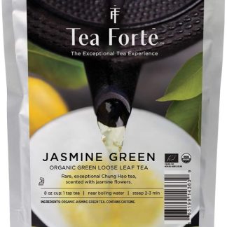 Tea Forté Jasmine Green - Tè verde biologico al gelsomino sfuso - Premium Tè intero a foglia - Sacchetto con cerniera 454 gr
