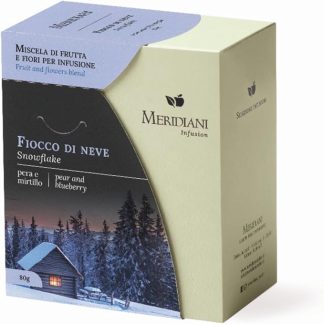 Meridiani® | Infuso Pera e Mirtillo con Meringhe | Miscela Frutta per Infusione | Tisana Mirtilli & Pezzi di Pera in Foglie - (80 Gr) | Infuso Frutti di Bosco