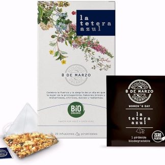 LA TETERA AZUL Infuso ecologico di arancia, cannella e liquirizia. Infuso Biologico In Piramidi. Tè 8 marzo. 20 piramidi.