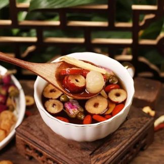 Infuso Rosa, Goji, Zenzero, mora, longane, uva, datteri e zucchero rosso