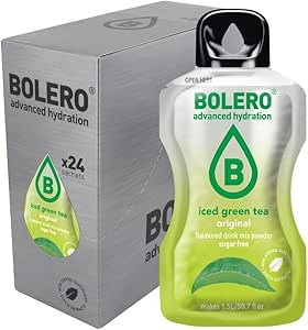 Bolero ICED GREEN TEA ORIGINAL 24x8g | Saftpulver ohne Zucker, gesüßt mit Stevia + Vitamin C | geeignet für Kinder, Sportler und Diabetiker | glutenfrei und veganfreundlich