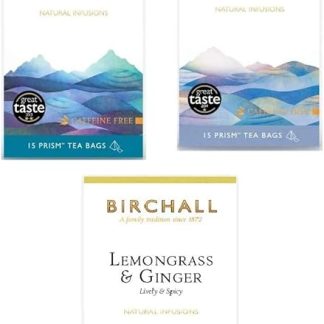 Birchall Tea Variety Pack (3 aromi – menta piperita, camomilla, citronella e zenzero) totale di 45 bustine di tè prisma senza plastica