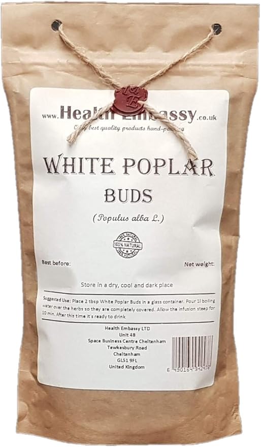 Health Embassy Boccioli di Pioppo Bianco (Populus alba L.) / White Poplar Buds, 100g