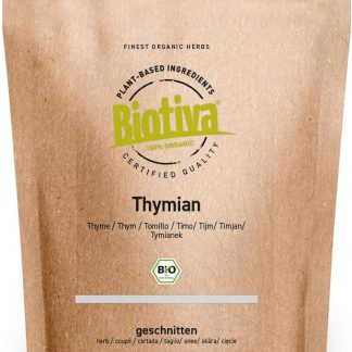 Timo Bio 200g | Timo maggiore, tagliato | Thymus vulgaris | senza distaccanti | confezionato e controllato in Germania | Biotiva