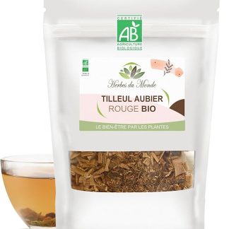 Herbes de Monde - Tisana BIOLOGICA all'alburno e lime rosso - Origine Francia - Infuso biologico antistress disintossicante e digestivo - 1 bustina da 70 g Certificato AB