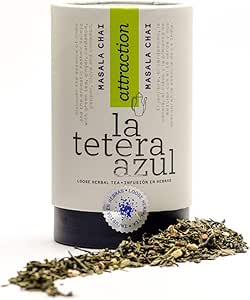 LA TETERA AZUL Tè verde premium con cannella e zenzero. Masala Chai. Bulk Pot di 115 grammi per 38 infusioni.