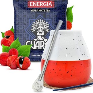 Guarani Accessori per Yerba Mate con Campione 50g | Calabaza e Bombilla | Guaranà | Yerba Mate Paraguaiana | Gusto Intenso