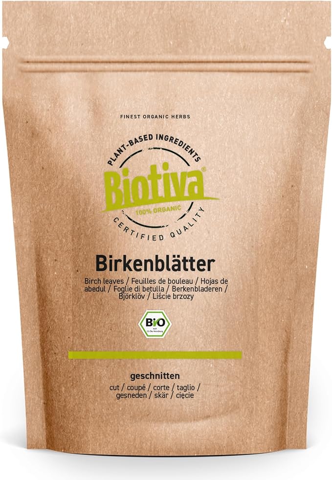 Foglie di betulla Tè Bio 100g | bot. Betula | Tè alle erbe | qualità biologica premium | imbottigliato e controllato in Germania | Biotiva