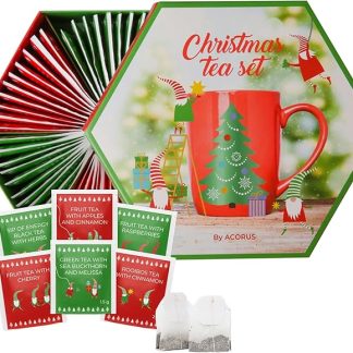 ACORUS | Servizio da tè di Natale - Set regalo Tè di Natale | Originali Regali Natale | Il tè alle erbe e alla frutta naturali al 100% | (60 Bustine di tè)