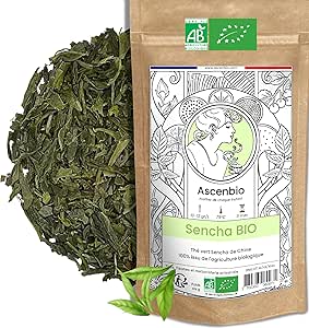 Ascenbio - Tè verde - Sencha bio - 180 g di massa - preparato e confezionato in Francia - imballaggio biodegradabile