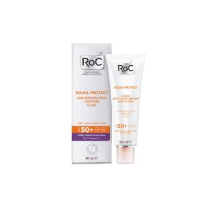 Солнцезащитный флюид RoC Soleil против пигментных пятен SPF 50+ для выравнивания тона кожи лица, 50 мл