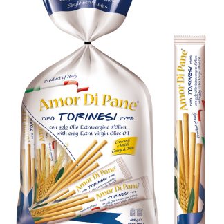 Grissini Torinesi Olio Extra Vergine D'Oliva Amor di Pane - Scatola da 8 Confezioni, 30 Monodose da 16gr