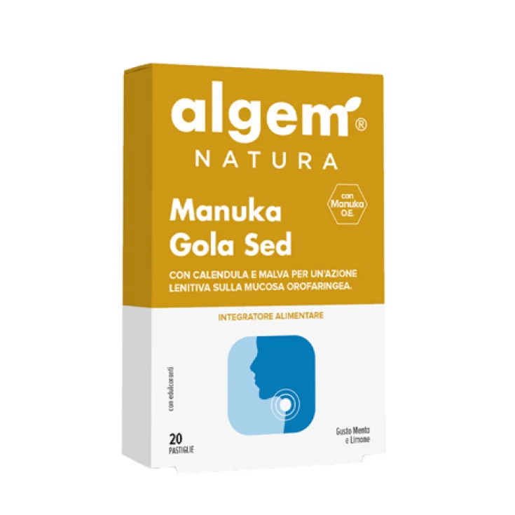 Algem Manuka Gola Sed Пищевая добавка, 20 бальзамических леденцов со вкусом мяты и лимона
