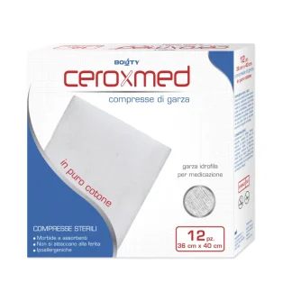 Компрессионные повязки из чистой хлопковой марли Ceroxmed IBSA, 12 стерильных компрессионных повязок, размер 36x40 см.