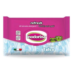 Очищающие салфетки Inodorina Refresh с тальком для собак и кошек, 40 штук.