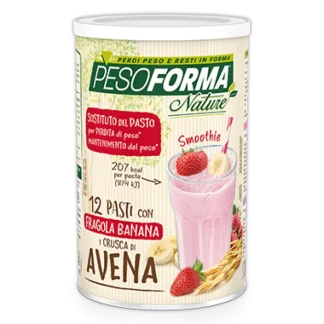 Заменитель пищи Pesoforma Nature Line: смузи со вкусом клубники и банана, 12 порций.