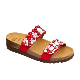 Dr. Scholl Alicia 2 Straps Microfiber+Beads Женские, красно-белые, размер 41