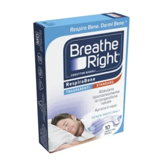 Прозрачные носовые пластыри Breathe Right® Standard, 10 штук.