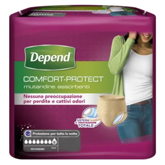 Трусики Comfort-Protect Depend® 10 для женщин, размер S/M, супервпитывающие.