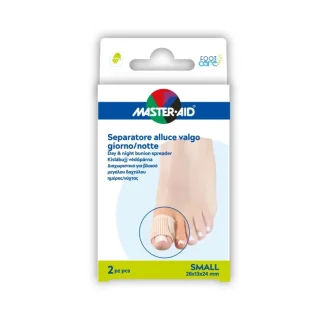 Разделитель для стоп Master-Aid из 2 частей для лечения вальгусной деформации большого пальца стопы.