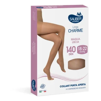Колготки Charme Line 140D с открытым носком, черные, размер 5, Sauber