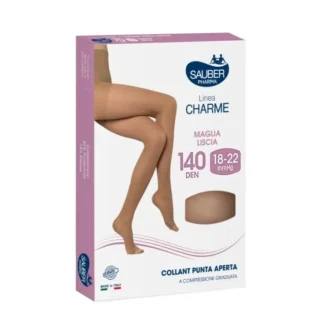 Колготки Charme Line Smooth Mesh 140D с открытым носком, нейтральный бежевый цвет, 2 пары.