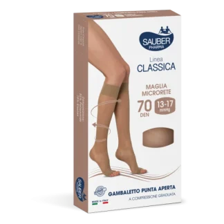 Классические высокие носки Classic Line 70D с открытым носком, черные, размер 2, Sauber.