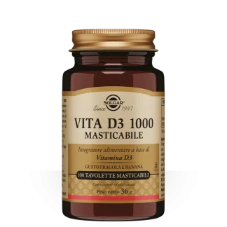 Жевательные таблетки Vita D3 1000 Solgar, 100 таблеток