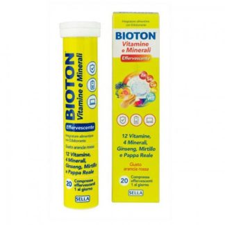 Bioton Vitamine E Minerali 20 Compresse - Integratore Effervescente con Ginseng, Mirtillo e Pappa Reale