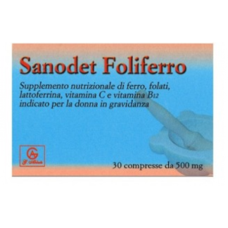 Sanodet Foliferro – Integratore Ferro e Folati, 30 Compresse da 500 mg