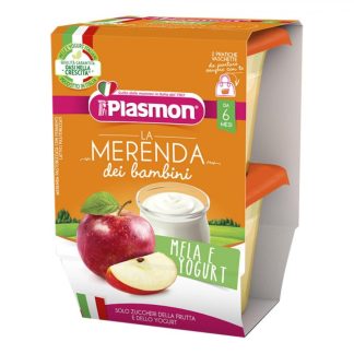 PLASMON La Merenda dei Bambini Mela e Yogurt, 2 x 120 g
