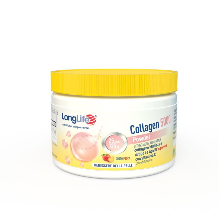 LongLife Collagen 5000 Polvere Gusto Pesca, 135 g