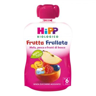 HiPP, Frutta Frullata Mela, Pesca e Frutti di Bosco, 90 g