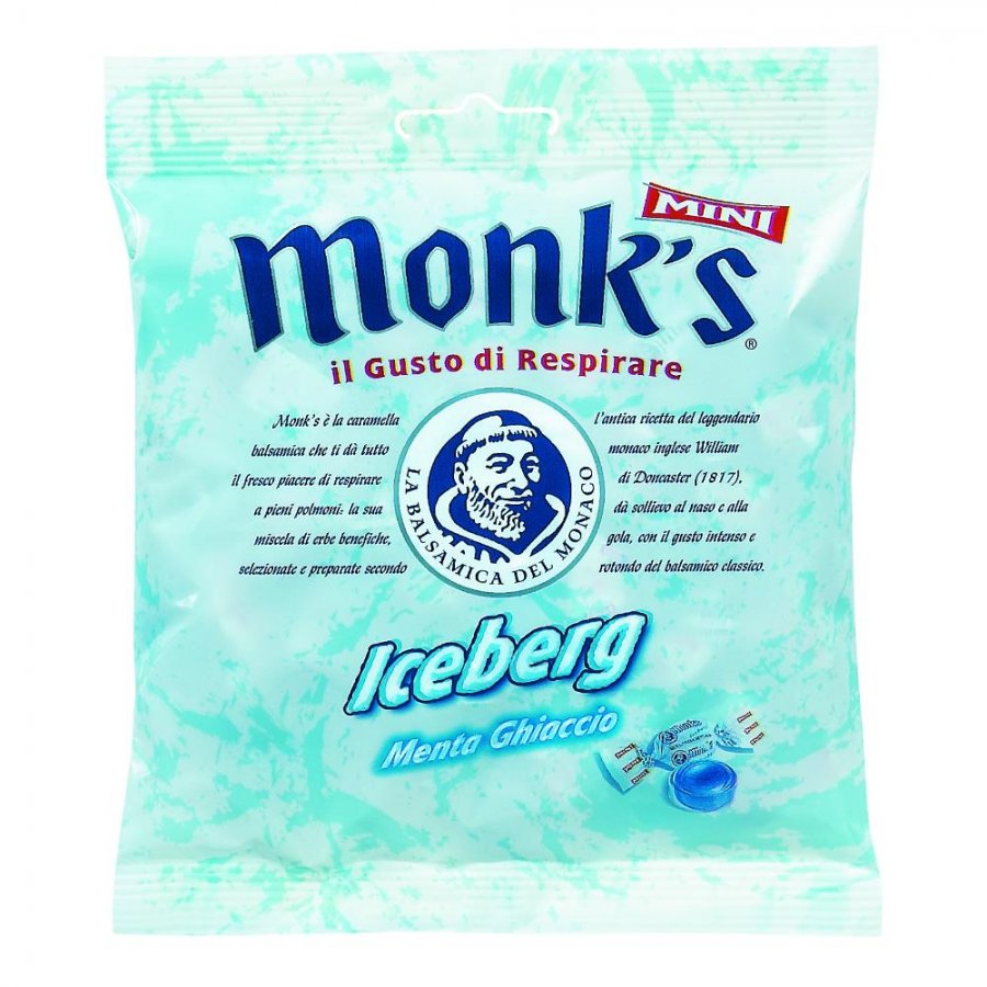 Monks Caramelle Mini Iceberg 60g – Gusto Menta e Ghiaccio, Sollievo Tosse e Mal di Gola