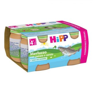 HiPP, Merluzzo Patate e Carote Omogeneizzato, 4 x 80 g