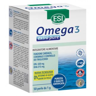 ESI Omega 3 Extra Pure, Integratore Omega 3 e Vitamina E, 50 Perle, Salute Cardiaca, Cerebrale, Visiva