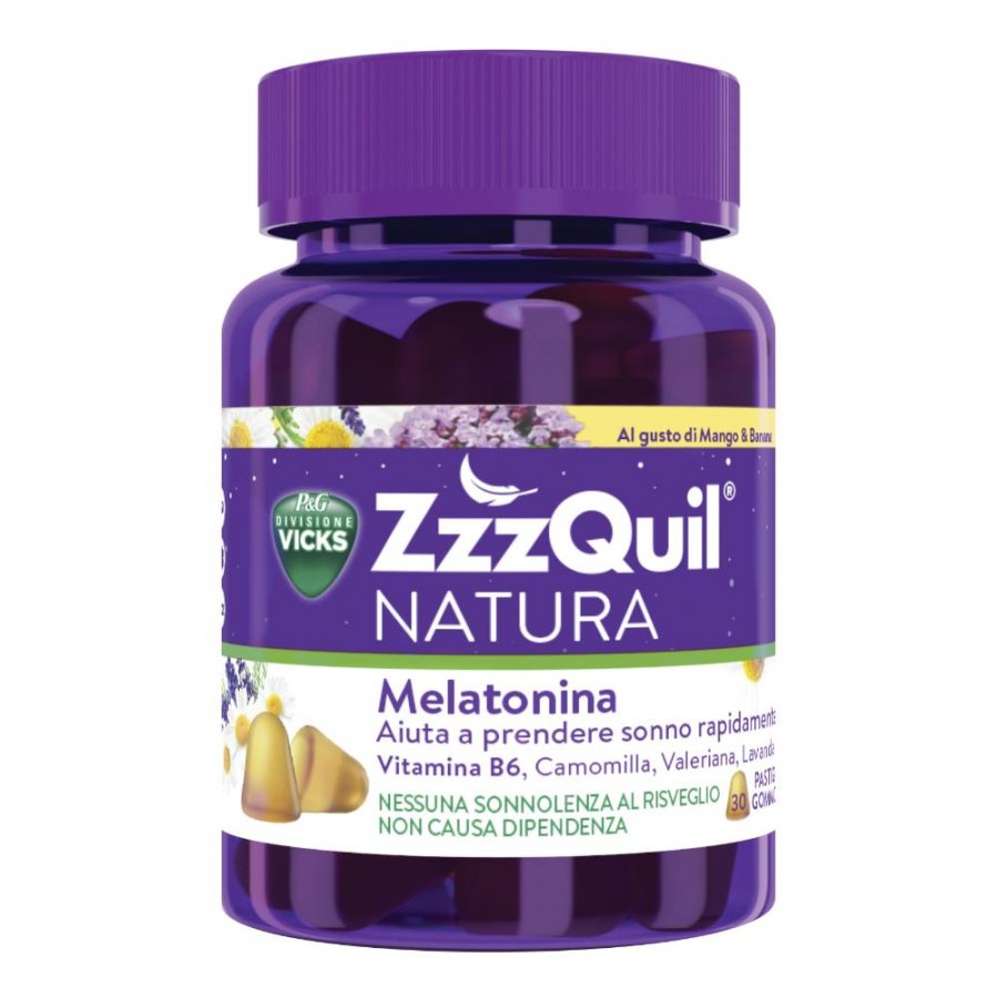 ZzzQuil Natura Melatonina Mango e Banana, 30 Pastiglie