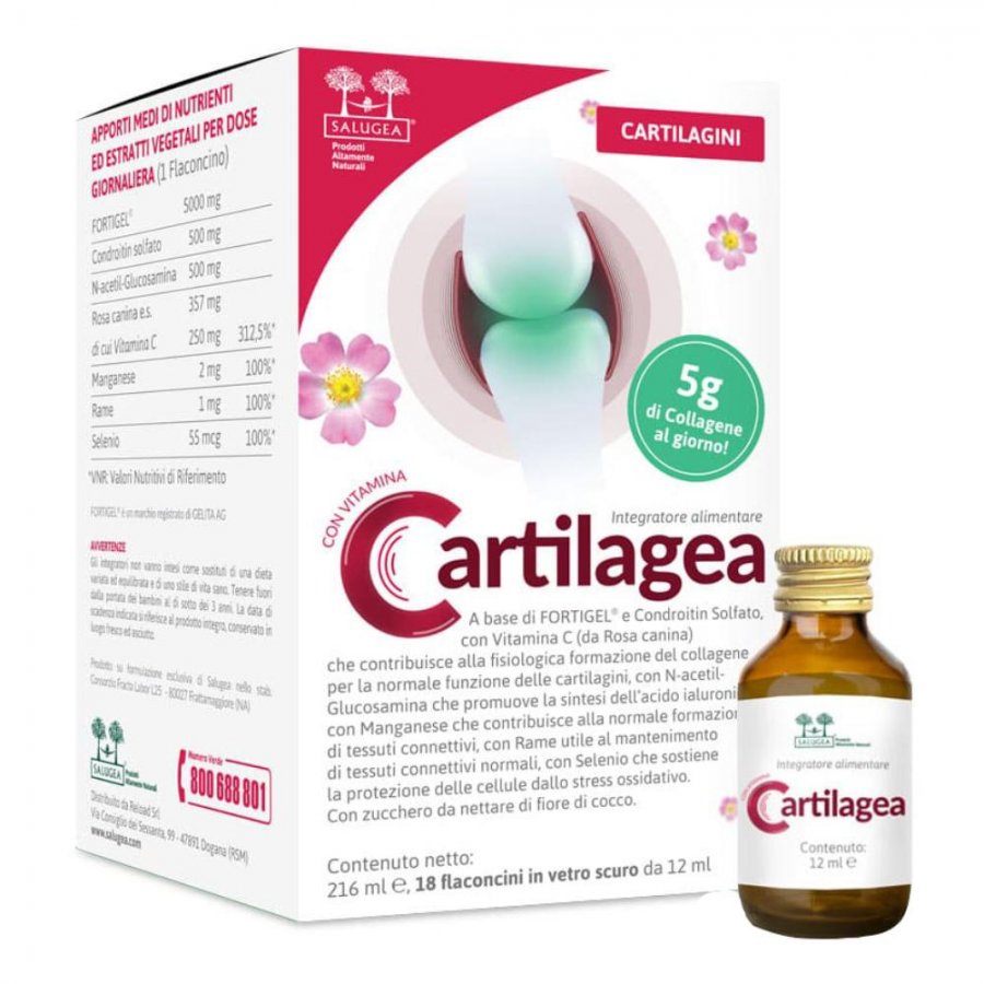 Salugea, Cartilagea Integratore per Cartilagini, 18 Flaconcini