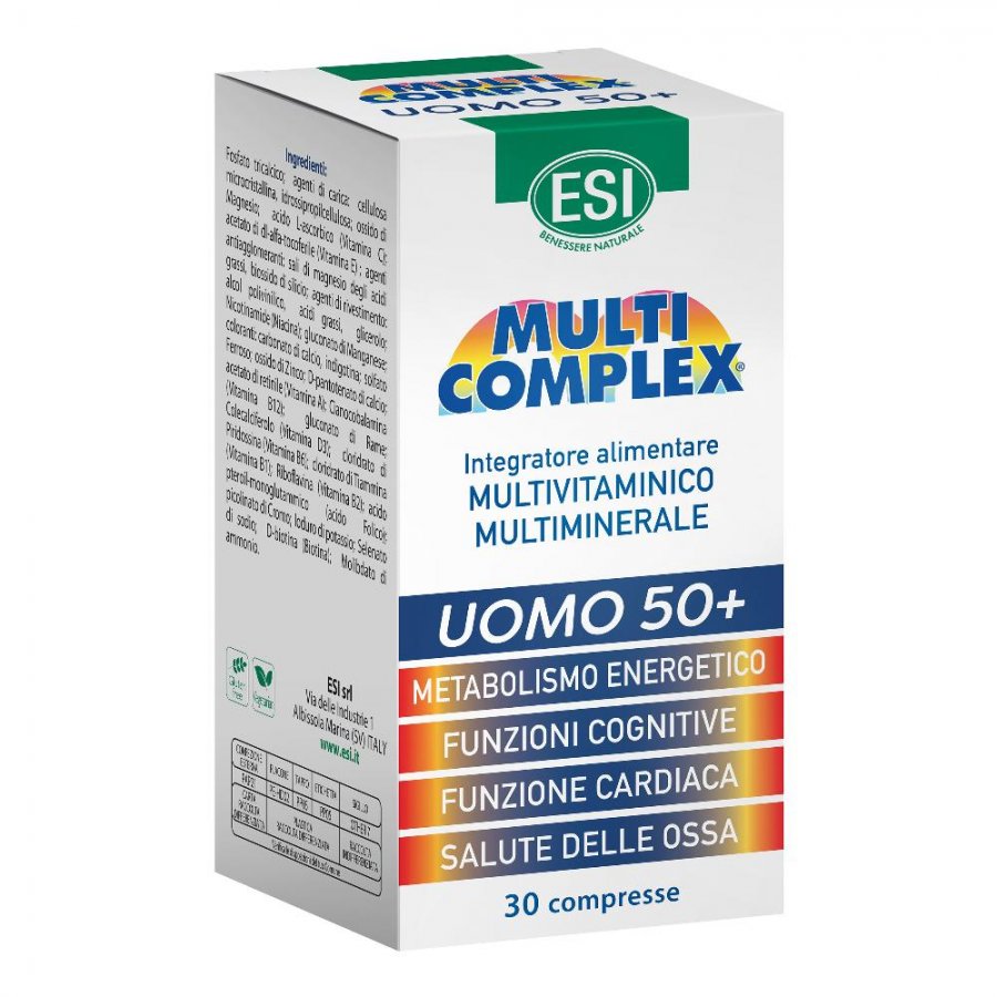 Esi Multicomplex Uomo 50+ Integratore Multivitaminico e Multiminerale, 30 Compresse – Salute Completa per Uomini Over 50