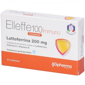 Elleffe 100 Immuno - Integratore Alimentare 20 Compresse: Lattoferrina, Vitamina C e Vitamina D per il Sistema Immunitario