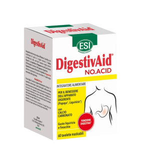 ESI Digestivaid No.Acid, Integratore per Apparato Digerente, 60 Tavolette, Papaia, Liquirizia, Calcio