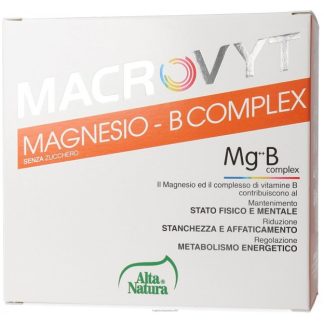 Macrovyt Magnesio B Complex 18 Bustine da 5g - Integratore Alimentare di Magnesio e Vitamine del Gruppo B
