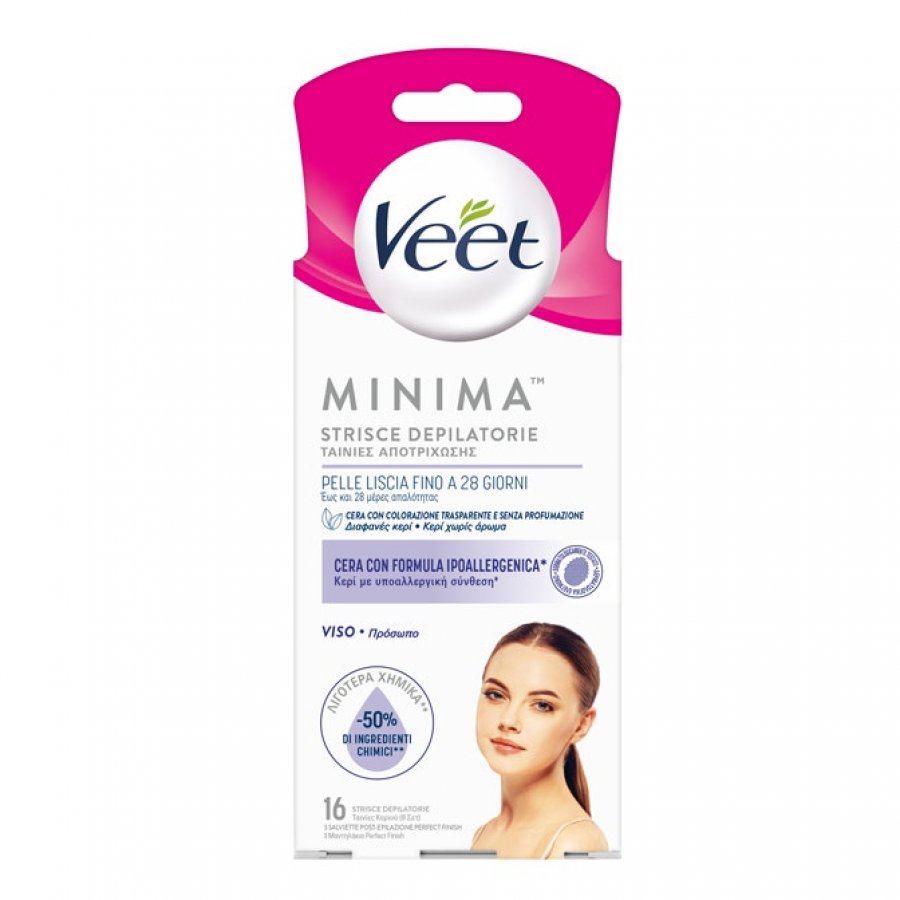 Veet MINIMA, 16 Strisce Depilatorie Viso