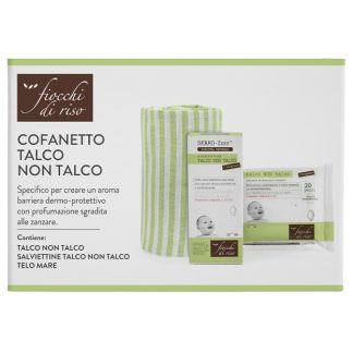 Fiocchi di Riso Talco NON Talco, cofanetto dermo-protettivo con emulsione fluida e salviettine, 120 ml + 20 pezzi