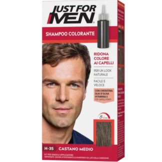 Just For Men Shampoo Colorante H35 Castano Medio Attivatore Chiaro 38,5 Ml + Base Colore 27,5 Ml